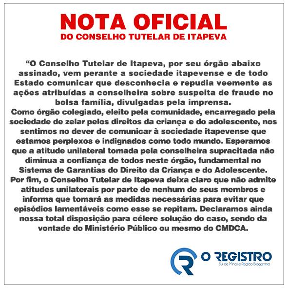 nota oficial - conselho tutelar